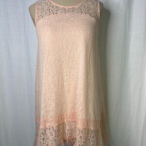 NWT Paisley Vine Pale Pink Baby Doll Dress with Lace Trim on Bottom & Top Size M